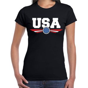 Amerika / America / USA landen t-shirt zwart dames - Amerika landen shirt / kleding - EK / WK / Olympische spelen outfit