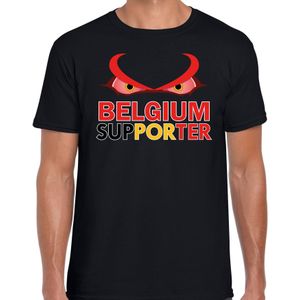Belgium supporter fan t-shirt zwart EK/ WK voor heren - EK/ WK shirt / outfit