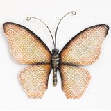 Anna's Collection Wand decoratie vlinder - 2x - oranje - 30 x 21 cm - metaal - muurdecoratie