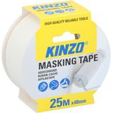 Kinzo Afplaktape/schilderstape - 3x - wit - 48mm x 25m - voor binnen/buiten