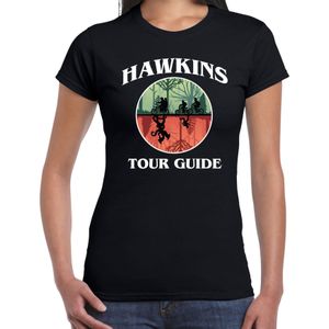 Stranger Halloween verkleed shirt hawkins tour guide zwart - dames - horror shirt / kleding / kostuum