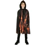 Funny Fashion Halloween verkleed cape met kap - vlammen print - Carnaval kostuum/kleding