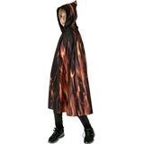 Funny Fashion Halloween verkleed cape met kap - vlammen print - Carnaval kostuum/kleding