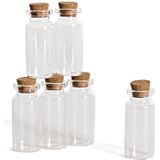 48x Kleine transparante bruiloft cadeau flesjes met kurken deksel/dop 10 ml van glas - Huwelijk bedankjes