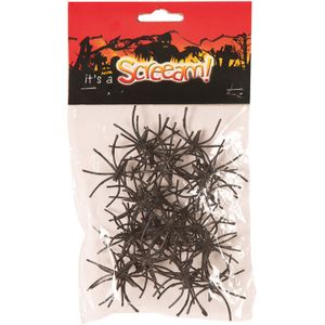 Faram nep spinnen/spinnetjes 2 cm - zwart - 30x stuks - Horror/griezel thema decoratie beestjes