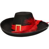 Piraten kapitein carnaval verkleed hoed zwart en rode band met vee