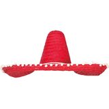 Guirca Mexicaanse Sombrero hoed voor heren - carnaval/verkleed accessoires - rood - dia 60 cm