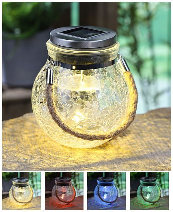 2x Solar lamp glazen potten op zonne-energie 14 cm kleur veranderend -  Tuindecoratie/accessoires - Tuinverlichting - Tuinlampjes - Buiten  verlichting - Solar/zonne-energie mason jar voor in de tuin (tuinartikelen)  | € 24
