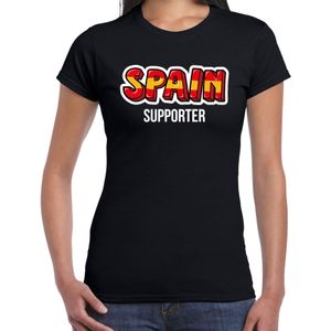 Zwart Spain fan t-shirt voor dames - Spain supporter - Spanje supporter - EK/ WK shirt / outfit