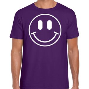 Bellatio Decorations Verkleed shirt heren - smiley - paars - carnaval - foute party - feestkleding