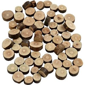 780x Kleine houten schijfjes 230 gram - knutselhoutjes hobby artikelen