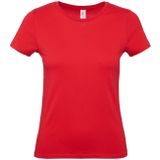 Set van 3x stuks rood basic t-shirts met ronde hals voor dames - katoen - 145 grams - rode shirts / kleding, maat: XS (34)