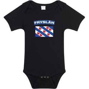 Fryslan baby rompertje met vlag zwart jongens en meisjes - Kraamcadeau - Babykleding - Friesland landen romper