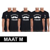 5x Vrijgezellenfeest Team t-shirt zwart heren Maat M