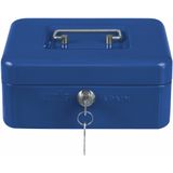 AMIG Geldkistje met 2 sleutels - blauw - staal - muntbakje - 20 x 16 x 7 cm - inbraakbeveiliging