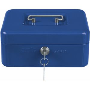 AMIG Geldkistje met 2 sleutels - blauw - staal - muntbakje - 20 x 16 x 7 cm - inbraakbeveiliging