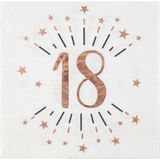 Verjaardag feest servetten leeftijd - 50x - 18 jaar - rose goud - 33 x 33 cm