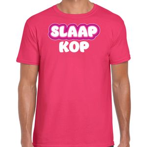 Bellatio Decorations Verkleed T-shirt voor heren - slaapkop - roze - carnaval/foute party