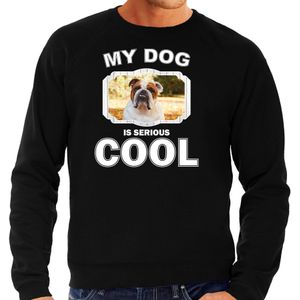Britse bulldog honden trui / sweater my dog is serious cool zwart - heren - Britse bulldogs liefhebber cadeau sweaters