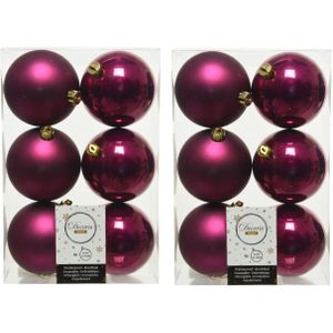 12x stuks kunststof kerstballen framboos roze (magnolia) 8 cm - Mat/glans - Onbreekbare plastic kerstballen