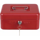 AMIG Geldkistje met 2 sleutels - rood - staal - muntbakje - 20 x 16 x 7 cm - inbraakbeveiliging