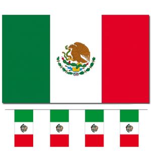 Bellatio Decorations - Vlaggen versiering set - Mexico - Vlag 90 x 150 cm en vlaggenlijn 4 meter