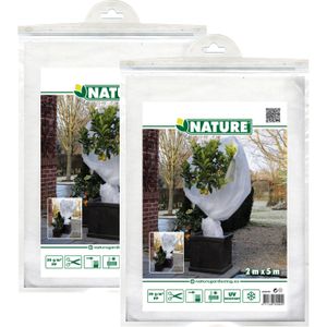 Nature plantenhoes XL - 2x stuks - 5 x 2 meter - wit - anti-vorst beschermhoes - 500 x 200 cm