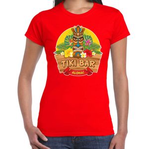 Hawaii feest t-shirt / shirt tiki bar Aloha voor dames - rood - Hawaiiaanse party outfit / kleding/ verkleedkleding/ carnaval shirt