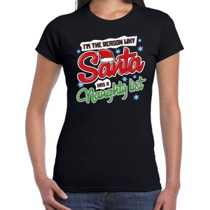Fout kerstshirt / t-shirt zwart Im the reason why Santa has a naughty list voor dames - kerstkleding / christmas outfit