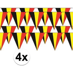4x Belgie vlaggenlijn / slingers - 5 meter  - Belgische Rode Duivel supporter versiering