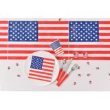 2x Amerika thema feest tafelloper op rol 30 x 500 cm - Amerikaanse vlag themafeestje versieringen/decoraties