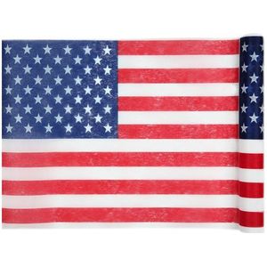 2x Amerika thema feest tafelloper op rol 30 x 500 cm - Amerikaanse vlag themafeestje versieringen/decoraties