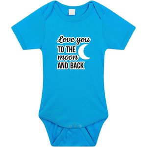 Love you to the moon and back tekst baby rompertje blauw baby jongens - Kraamcadeau / babyshower - Babykleding