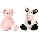 Keel Toys - Pluche knuffels koe en varken/biggetje vriendjes 25 cm