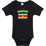 Suriname baby rompertje met vlag zwart jongens en meisjes - Kraamcadeau - Babykleding - Suriname landen romper