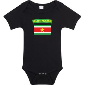 Suriname baby rompertje met vlag zwart jongens en meisjes - Kraamcadeau - Babykleding - Suriname landen romper