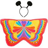 Vlinder verkleed set - vleugels en diadeem - multi kleur - kinderen - carnaval verkleed accessoires