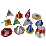 Set van 12x stuks papieren/kartonnen glitter feesthoedje voor kids - Verjaardag hoedjes