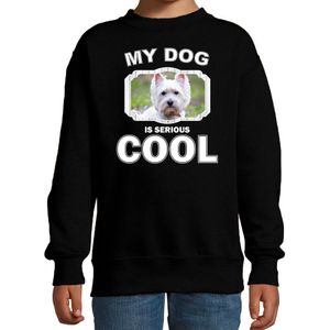 West terrier honden trui / sweater my dog is serious cool zwart - kinderen - West terriers liefhebber cadeau sweaters - kinderkleding / kleding