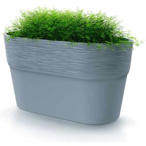 Prosperplast Plantenpot/bloempot Windsor - buiten/binnen - design kunststof - lichtgrijs - L28 x B15 x H15 cm - Ovaal