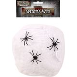 Horror spinnenweb met spinnen - wit - 20 gr - Halloween decoratie