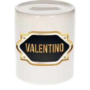 Valentino naam cadeau spaarpot met gouden embleem - kado verjaardag/ vaderdag/ pensioen/ geslaagd/ bedankt