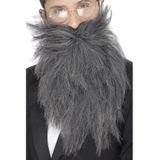 2x stuks lange grijze verkleed baard en snor - Carnaval nep baarden