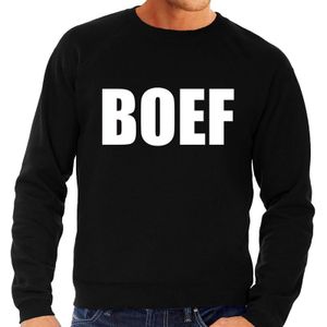 Boef tekst sweater / trui zwart voor heren