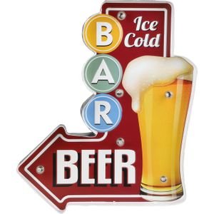 Bier/Oktoberfest wand decoratiebord - Ice Cold Beer - Vintage metaal - 29 x 35 cm - Vaderdag cadeau
