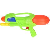 1x Waterpistolen/waterpistool groen van 30 cm met pomp kinderspeelgoed - waterspeelgoed van kunststof - waterpistolen met pomp