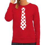 Bellatio Decorations Valentijn thema verkleed sweater / trui hartjes stropdas - dames