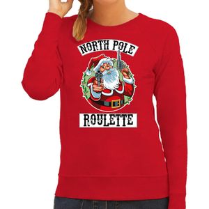 Foute Kerstsweater / kersttrui Northpole roulette rood voor dames - Kerstkleding / Christmas outfit