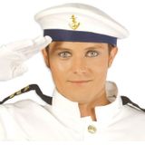 2x stuks marine verkleed baret/hoed met gouden scheepsanker voor volwassenen - Carnaval hoeden