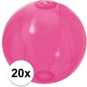 20x Opblaasbare strandbal fel roze 30 cm